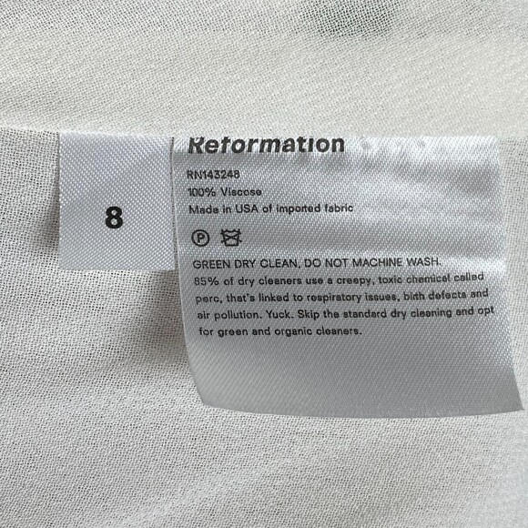 Reformation White Floral Bouquet Crepe Midi Dress 100% Viscose Size 8 - Picture 9 of 10